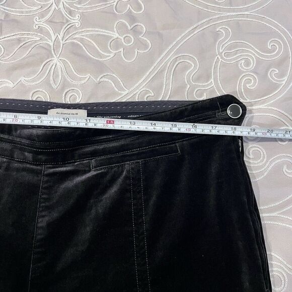 Anthropologie The Essential Velvet Slim Trouser Pants Size 14 Tall Black Velour - Picture 7 of 10